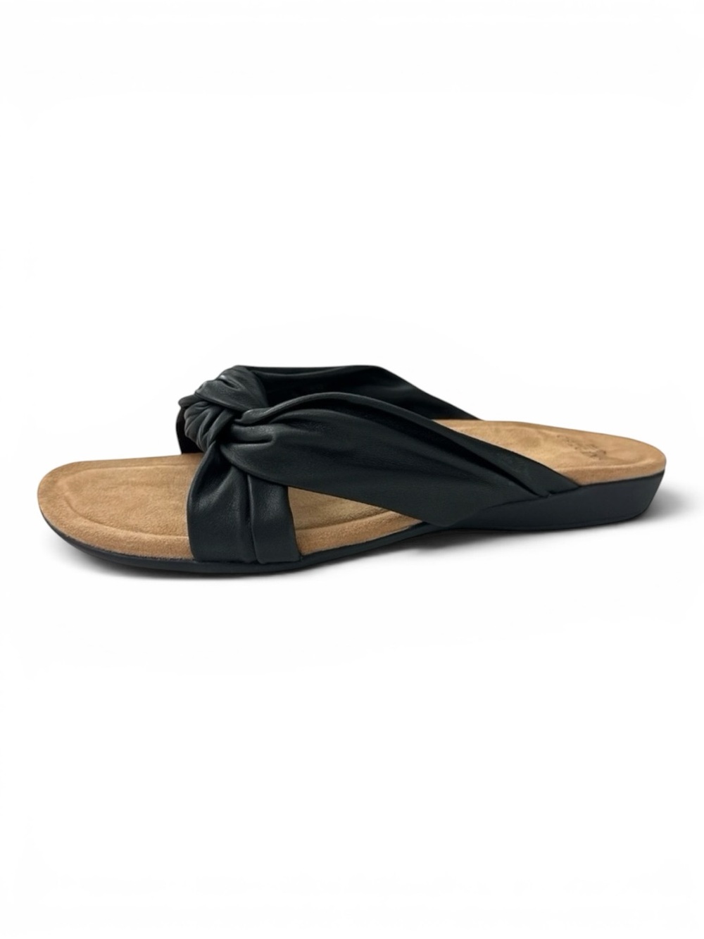 Earth Origins Billi Black Leather Slide Sandals - Size 10W